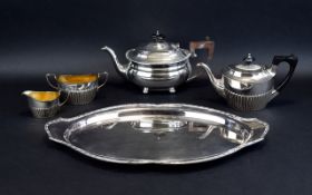 Plated Tea Service Five items in total to include tray tea and coffee pot, sugar and milk jug.