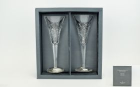 The Millennium Collection Waterford Fine Cut Crystal Pair of Toasting Flutes - A Toast to The Year