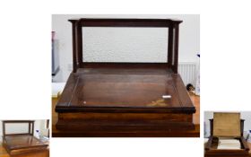 Antique - Post Office Oak Counter Top / Desk Cabinet. With Glass Panel & Frosty Back Drop. 18.