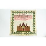 A Mid Victorian Unframed Nice Quality Sampler, Titled ' My Father ' Colours Strong.