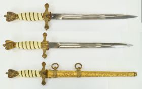 German Third Reich Naval Dagger with Hammered Scabbard Eagle Pommel,