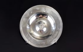 Mappin & Webb Solid Silver Circular Commemorative Centenary Year Dish 1886 - 1986.