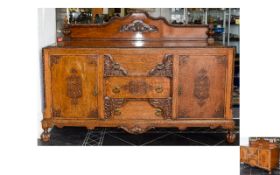 Antique Period Golden Oak Sideboard Server Cabinet with Top Drawer For Cutlery,