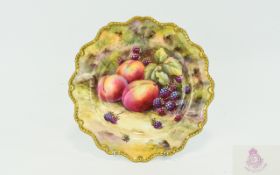 Royal Worcester Hand Painted and Signed Cabinet Plate, Fallen Fruits,