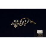 Victorian Period Fine Quality Ladies 9ct Gold Flower Brooch Set with Seed Pearls with Attached 9ct