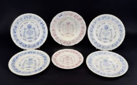 Grindley Earthenware Passover Plates Six in total 4 x blue and 2x pink