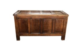 Early 18th Century Period Oak Coffer, A Well Proportioned Oak Coffer Having a 4 Panelled Top and