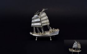 Chinese Silver Export Small Model Of A War Junk.