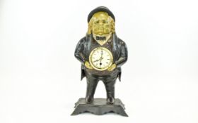 Bradley and Hubbard Figural Early Reproduction Novelty John Bull ' Blinking Eye ' Cast Iron Clock.