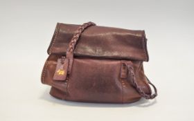 Vintage Radley Flapover Bag Claret leather bag with top flap fastening and plait detail straps.