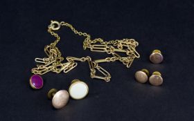 A Collection of Early 20th Century Gents Gold Plated Studs and Chain.
