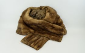 Mink Capelet Plush pale mink shoulder wrap with shawl collar and pale latte tone poly satin lining.