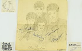 The Beatles 1963 Black and White Autographed Fan Club Card - Hand Signed Personally by All Four