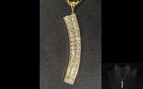 18ct Yellow Gold Diamond Set Drop Pendant of Superior Quality,