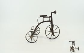 Victorian Toy Cast Iron Model Bike / Tricycle. 10.25 Inches High.