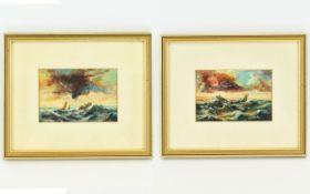 Maritime Interest Framed Oil Paintings Two in total, housed in contemporary gilt frames with wide