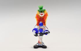 Murano Clown Figure From The 1960's. Stands 12.25 Inches High. Excellent Condition.