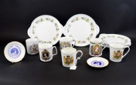 Aynsley Pair of The Queen Mother Commemorative Mugs depicting her 80th and 90th Birthdays,