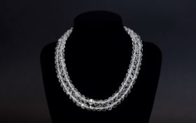 Antique - Nice Quality Faceted Crystal Necklace with Ivory Clasp. c.1910 - 1920.