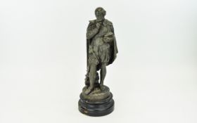 A 19th Century Good Quality Spelter Figure of William Shakespears Standing In a Contemplative Pose,