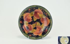 William Moorcroft Signed Shallow Footed Bowl - Pomegranates and Berries Design. c.1920's.