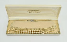Pompadour Pearls 'for Princess' Triple Strand Necklace In Original Box + 1 Other Vintage Single