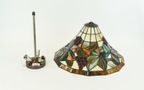 Contemporary Reproduction Tiffany Style Ceiling Light Stained glass shade in conical form with