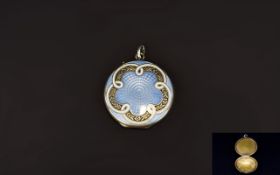 Sterling Silver Enamel Locket Circular Form,