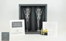 The Millennium Collection Waterford Fine Cut Crystal Pair of Toasting Flutes - Toast of The Year