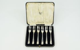 A Nice Quality Boxed Set of Six Silver Grapefruit Forks. Hallmark Birmingham 1932.