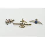 A Small Collection of Antique Silver Gilt and Enamel Brooches ( 3 ) Three In Total.
