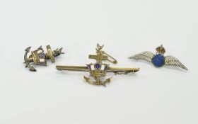 A Small Collection of Antique Silver Gilt and Enamel Brooches ( 3 ) Three In Total.