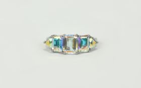 Mercury Mystic Topaz Five Stone Band Ring, a central, octagon cut 1.75ct topaz flanked by two