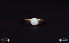 Antique 9ct Gold Set Single Stone Opal Dress Ring. Marked 9ct. c.1900-1910.