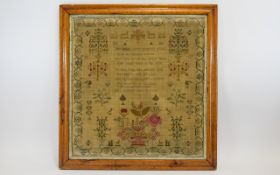 Early 19th Century Impressive Framed Sampler by Alice Branson - Age 12 Years Old.