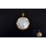 Elgin Watch Co Late 19th Century Keyless Gold Plated Open Faced Pocket Watch with 7 Jewels,