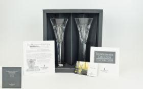 The Millennium Collection Waterford Fine Cut Crystal Pair of Toasting Flutes - Toast of The Year