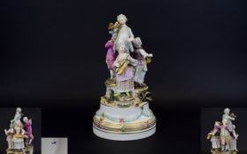 Meissen - 19th Century Porcelain Figural Group ' Four Children Musicians ' Celebration of Revelry.