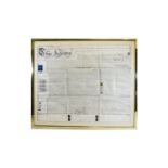 Mounted And Framed Legal Document Handwr