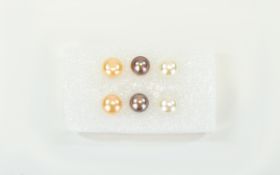 Three Pairs of Fresh Water Pearl Stud Ea