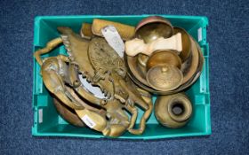 Mixed Lot Of Brass Ware To Include, Indi