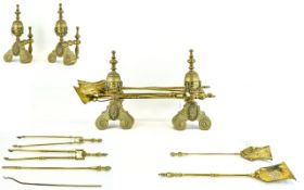 Antique - Good Quality Set of Brass Iron