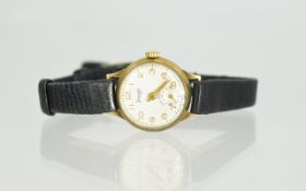 Ladies 9ct Gold Accurist Wristwatch, Silvered Dial, Arabic Numerals With Subsidiary Seconds,