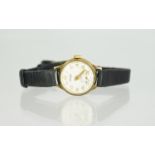 Ladies 9ct Gold Accurist Wristwatch, Silvered Dial, Arabic Numerals With Subsidiary Seconds,