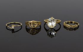 A Collection of 4 ( Four ) 9ct Gold Dress Rings. All Fully Hallmarked for 375 - 9ct Gold - Please