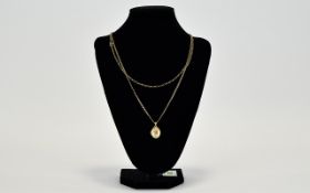 9ct Gold Belcher Chain with Attached 9ct Gold Locket. Fully Hallmarked. 22 Inches In length + a