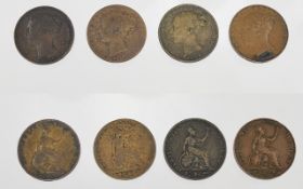 A Small Collection of Early Victorian Period - British Farthings ( 4 ) In Total. Comprises 1/ 1843