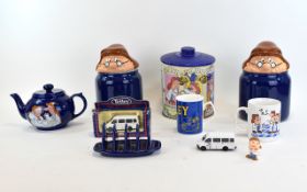 Collection of Tetley Memorabilia including biscuit tin, 'Cookies' jars, teapot, 2 cups and toast