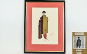 Erte Romain De Tirtoff Russian 1892 - 1990 Art Deco Serigraph Theatre Fashion. Titled ' Costume