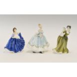 Royal Doulton Figures ( 3 ) In Total. Comprises 1/ Elaine - Pretty Ladies. HN4718. 2/ First Dance